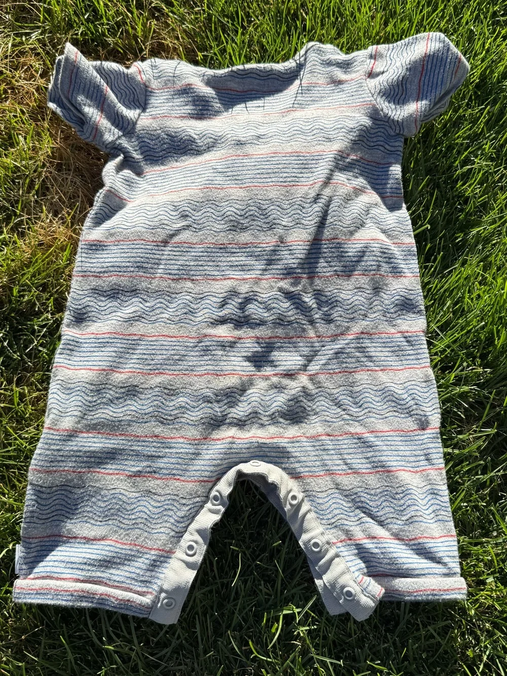 Converse Gray with Red Striped Baby One-Piece